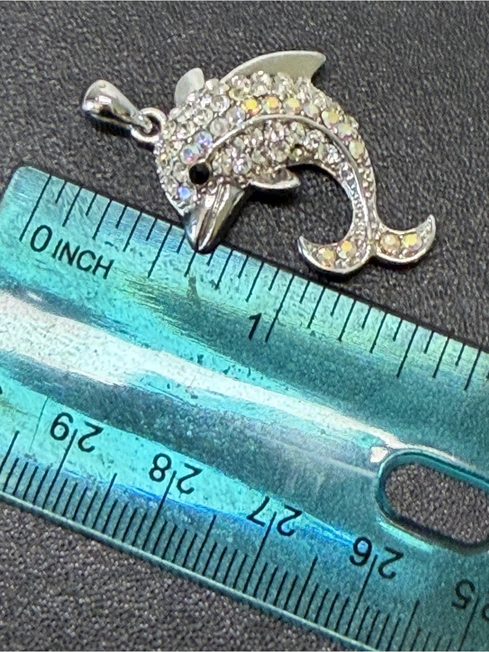 Vintage Crystal AB Pave Dolphin Charm Pendant For Necklace - Picture 5 of 5